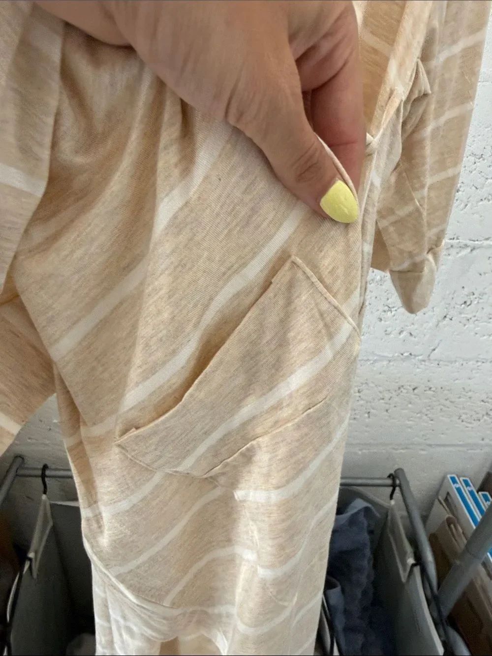 Striped Beige & White Duster Cardigan Nurtured 9 Maternity Robe - SUPER SOFT NEW - Picture 6 of 7